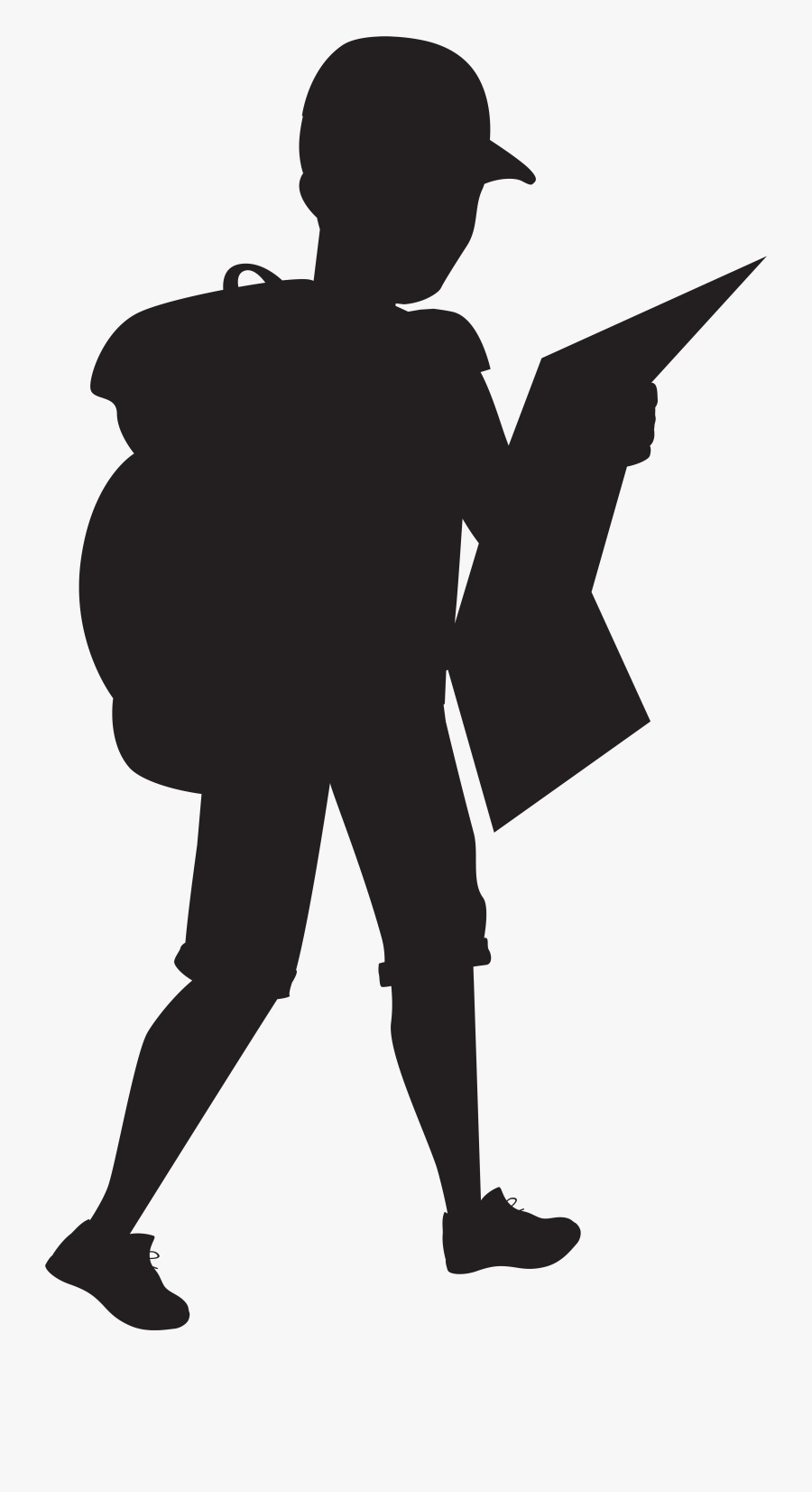 Boy With Silhouette Png - Boy With Backpack Silhouette, Transparent Clipart