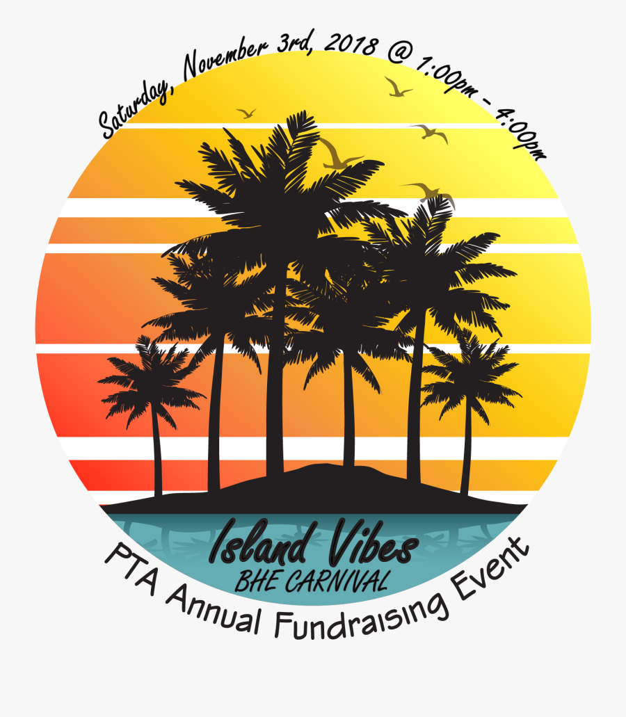 Sunset Palm Tree Circle, Transparent Clipart