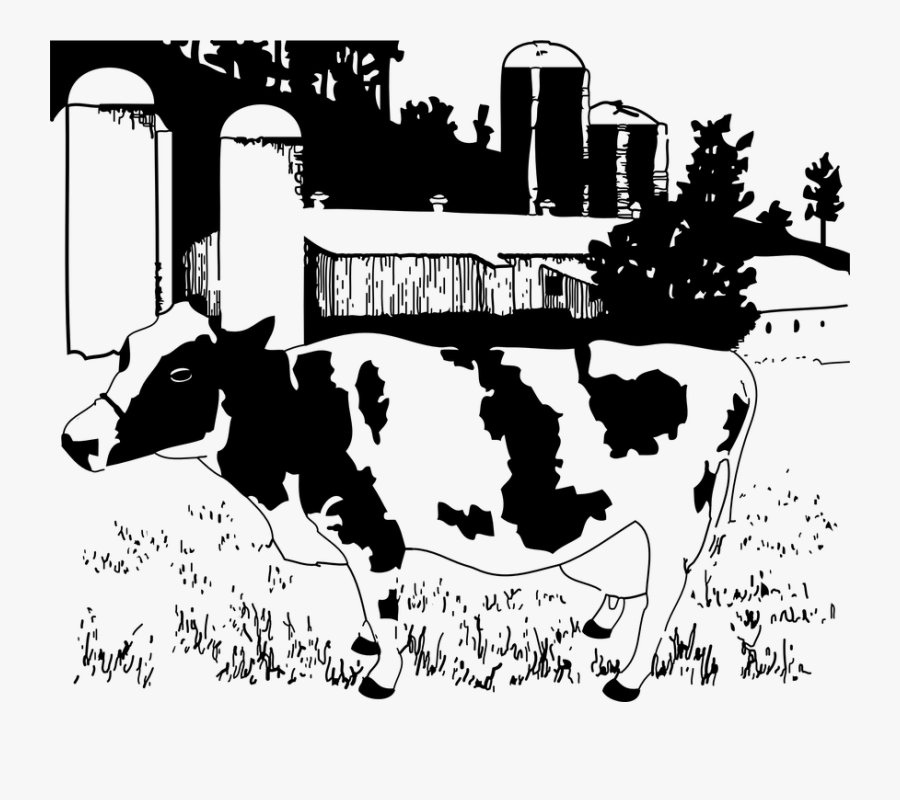 Transparent Farmers Clipart Black And White - Dairy Farm Black And White, Transparent Clipart