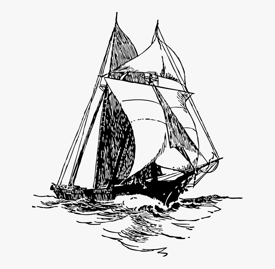 Free Vector Sailing Ship Clip Art - Ship Sails Black And White, Transparent Clipart