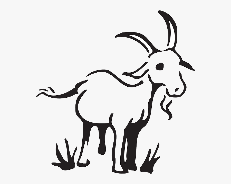 Outline, Barn, Farm, Grass, Goat, Art, Standing, Animal - Goat Drawing Clipart, Transparent Clipart