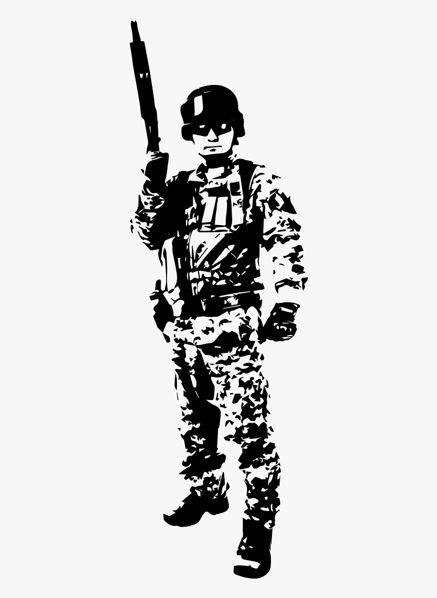 Soldier Raised Rifle Up Silhouette Vector Graphic Clip, Transparent Clipart