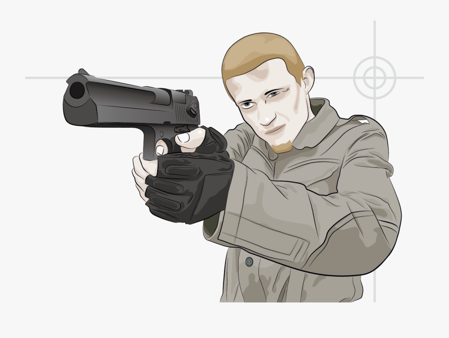 Transparent Gun Clipart Png - Shooting Man Gunman Vector, Transparent Clipart