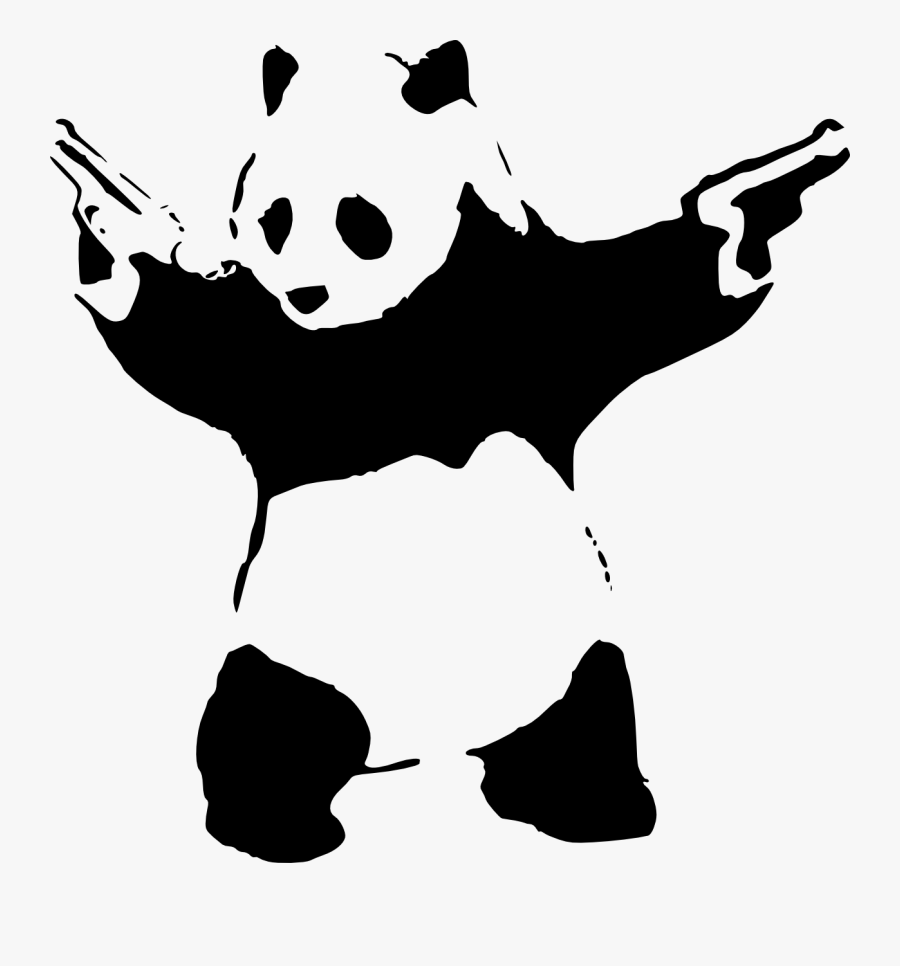 Cross Guns Clipart - Stencil Graffiti Panda, Transparent Clipart