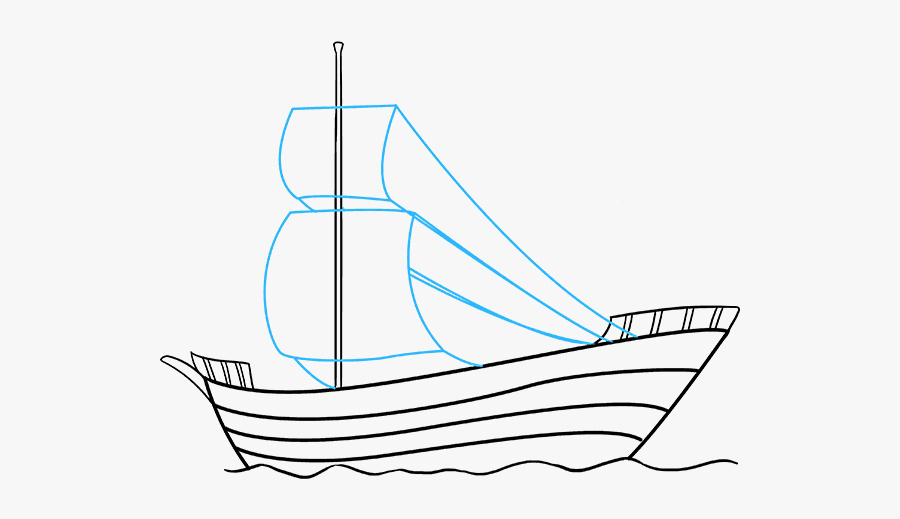 How To Draw A Pirate Ship, Step By Step, Boats, Transportation - Ship Drawing, Transparent Clipart