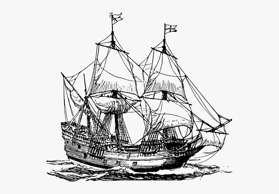 Pirate Ship Black And White Ship, Transparent Clipart