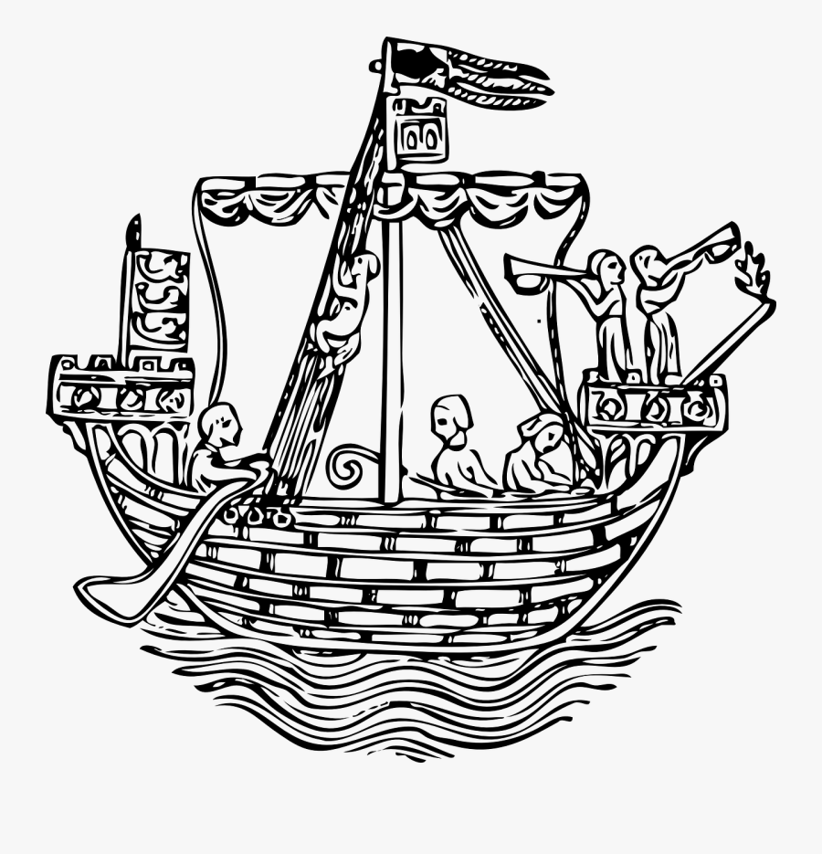 Woodcut Ship Png, Transparent Clipart