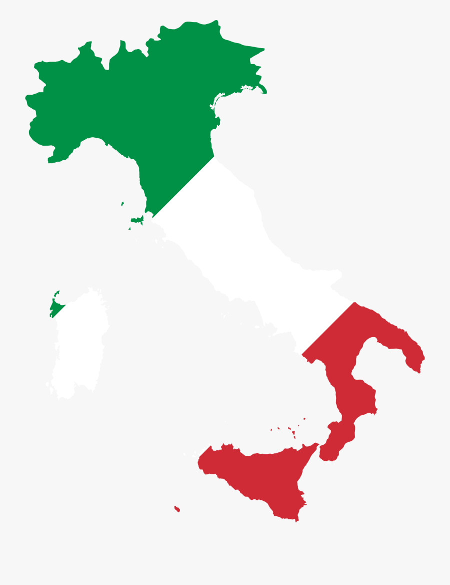Italy Map Flag With Stroke - Italy Map Flag, Transparent Clipart