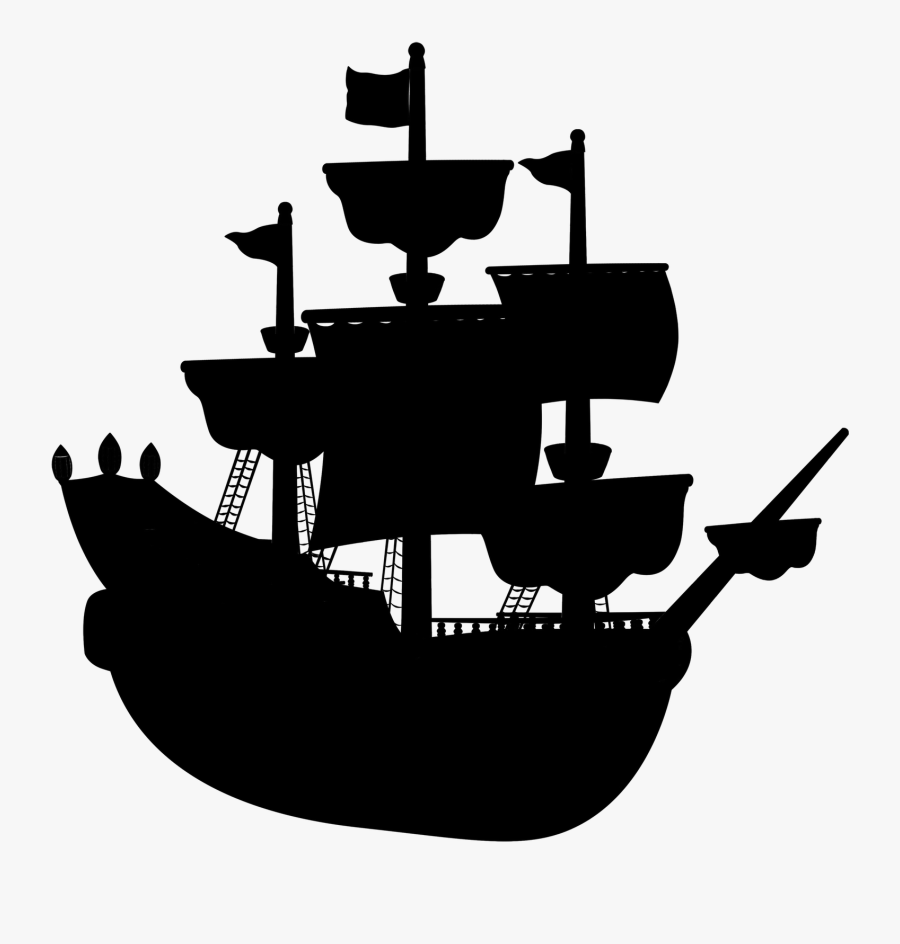 Stencil Image Printmaking Piracy Clip Art - Boat, Transparent Clipart