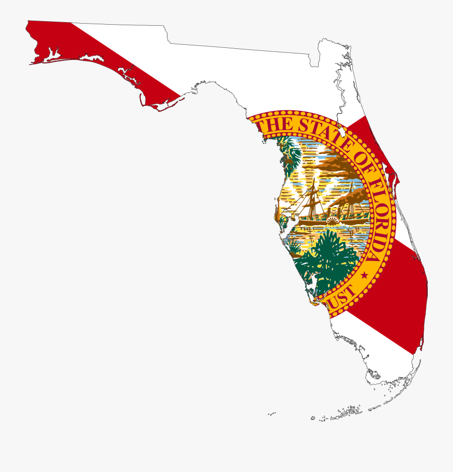 Clip Art Clipart Florida Map - State Of Florida Flag Map, Transparent Clipart