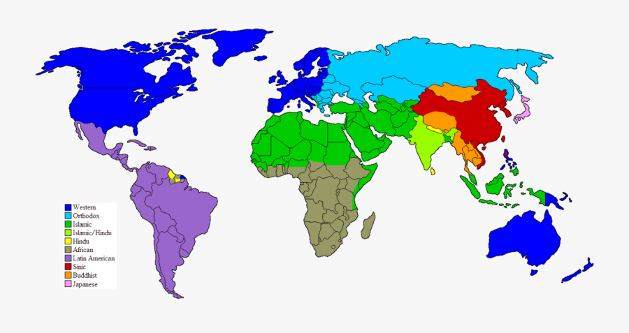Clip Art B C Civilizations According - Huntington Clash Of Civilizations, Transparent Clipart