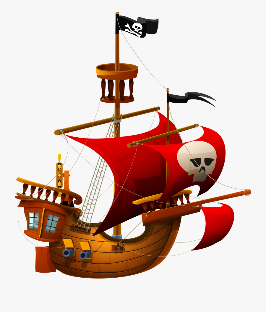 Transparent Pirate Ship Silhouette Png - Clip Art, Transparent Clipart