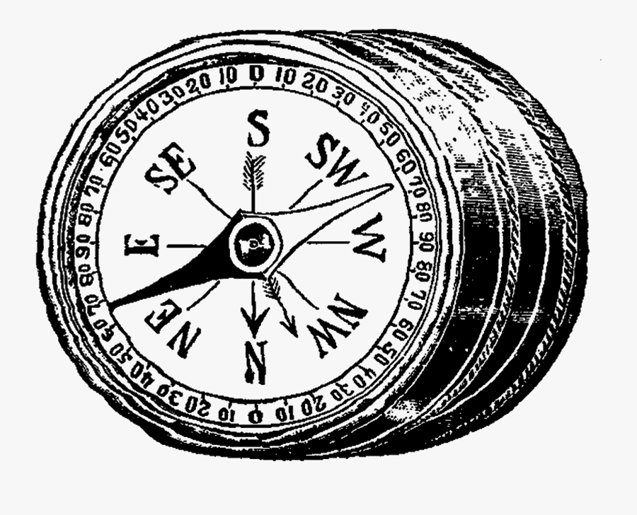 I Created This Clip Art Download From A Vintage Illustration - Compass Pic Clipart Black And White, Transparent Clipart