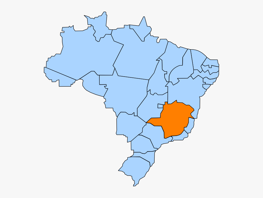 Brazil Map Svg Clip Arts - Outline Of Brazil, Transparent Clipart