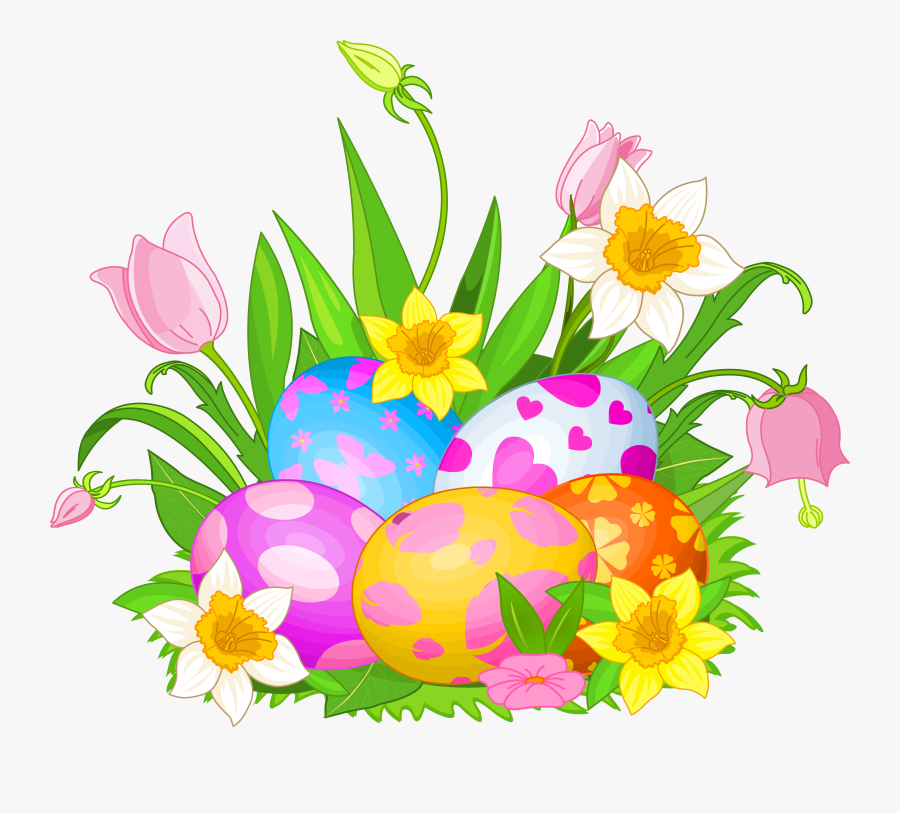 Easter Eggs And Flowers Png Clipart Picture, Transparent Clipart