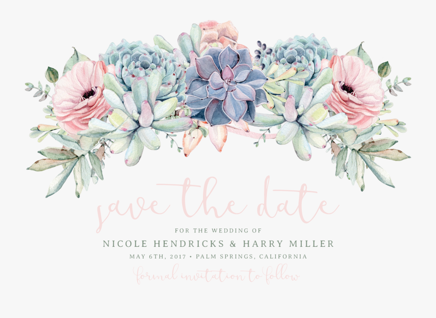Sweet Succulents Save The Date - Save The Date Png, Transparent Clipart