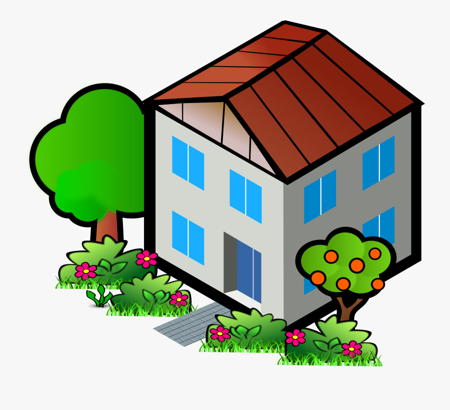 House Clipart Village - House With Flat Roof Clipart, Transparent Clipart