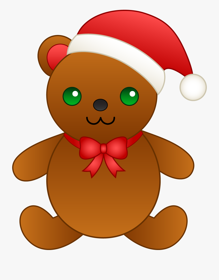 Christmas Teddy Bear With Santa Hat Free Clip Art Png - Teddy Bear Rangoli Designs, Transparent Clipart