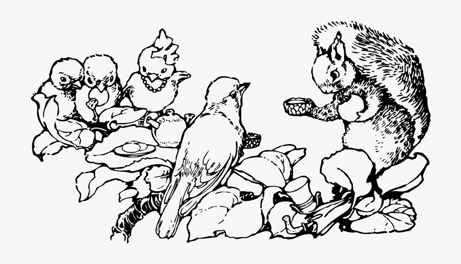 Squirrel And Bird Tea - Squirrels And Birds Clipart, Transparent Clipart