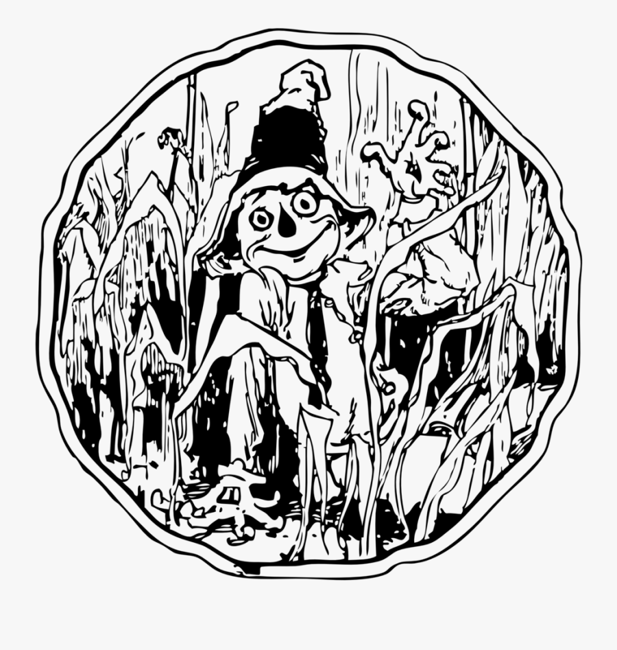 Scare Crow Halloween Autumn - Wizard Of Oz The Scarecrow Drawing, Transparent Clipart