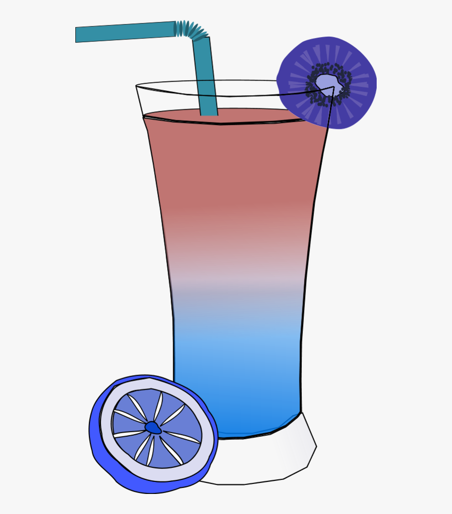 Fruit Cocktail Drink With Straw And Lemon Piece - Drink Clip Art, Transparent Clipart