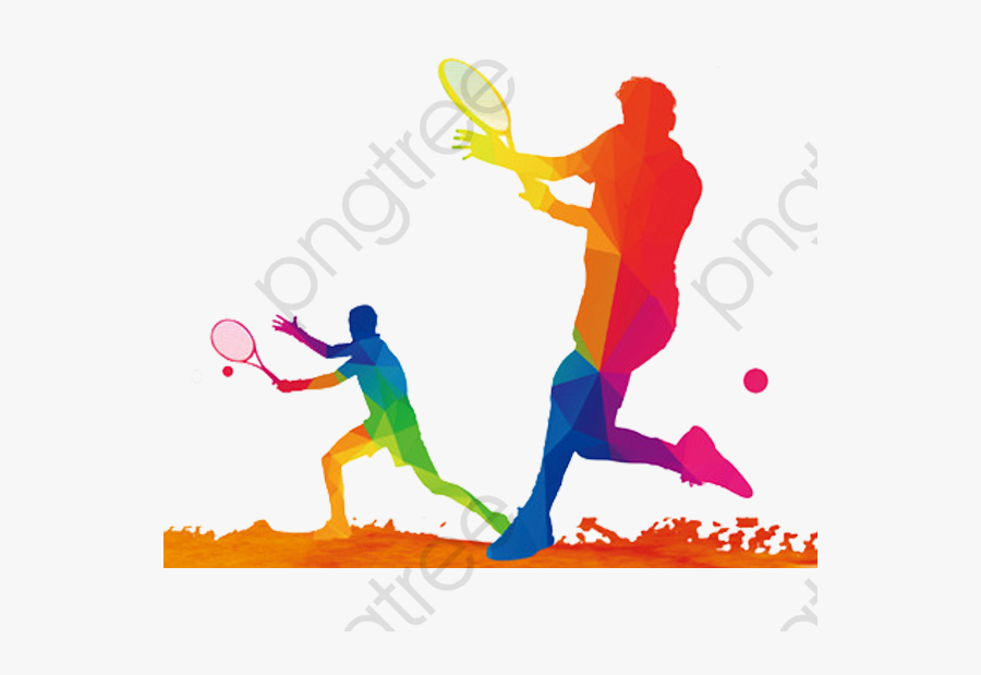 Tennis Match - Clipart Cartoon Badminton Colorful, Transparent Clipart
