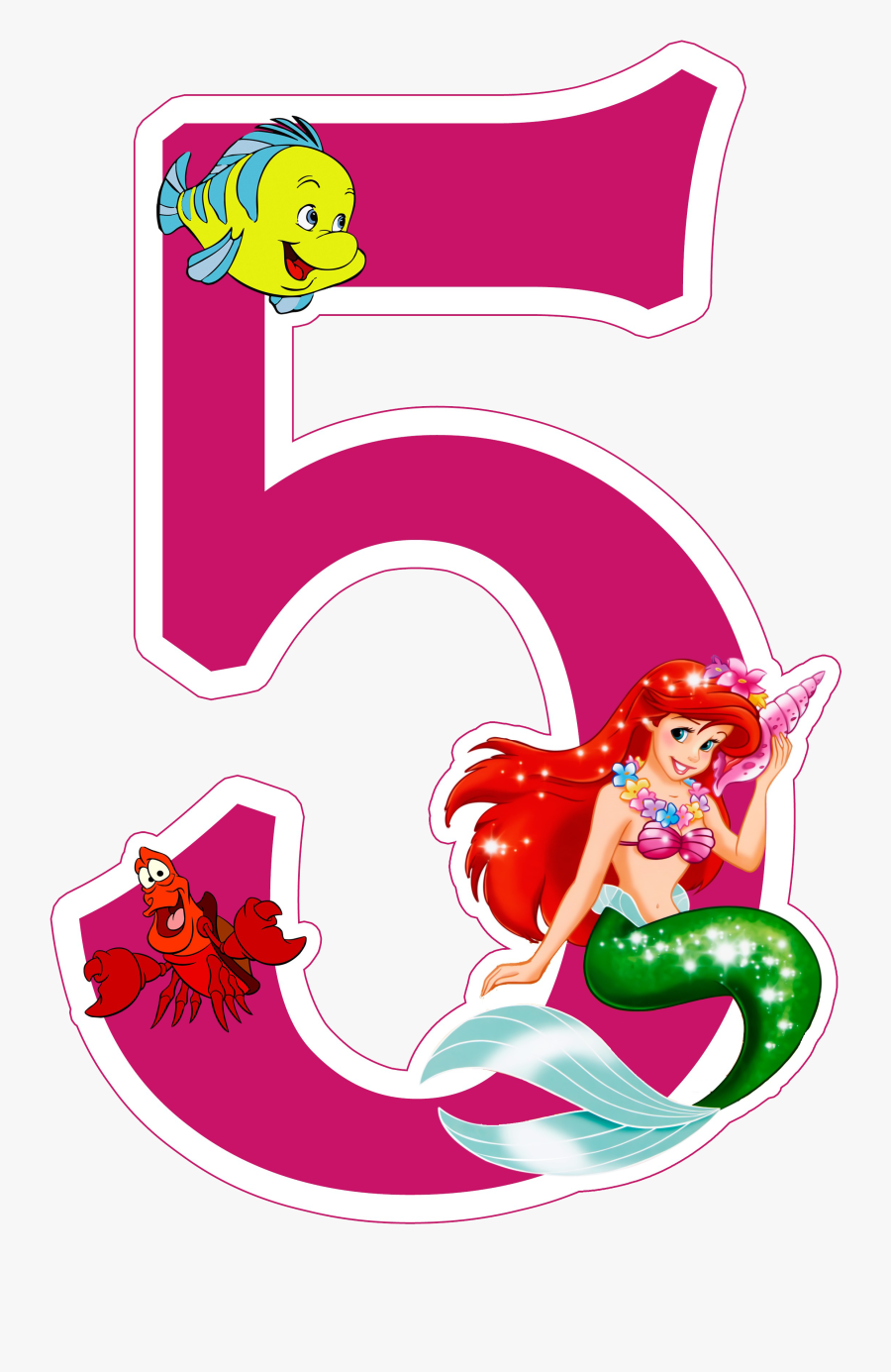 5 Number Png Clipart Background - Numeros De La Sirenita Ariel, Transparent Clipart