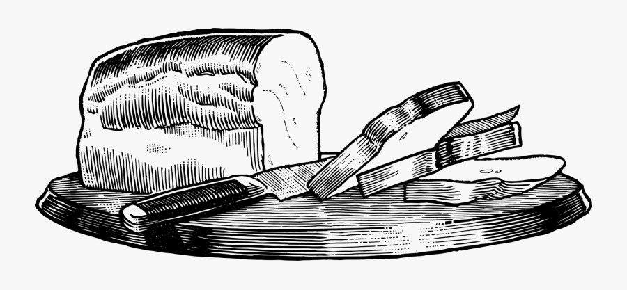 Loaf Of Bread - Loaf Of Bread With Knife Drawing, Transparent Clipart