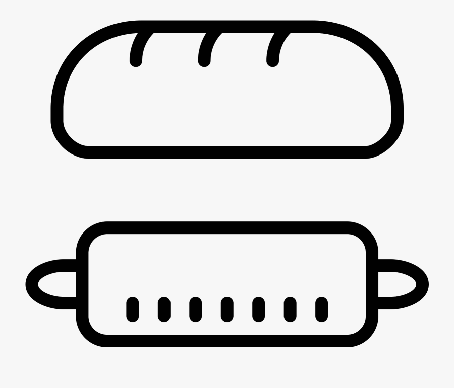 Bread And Rolling Pin Icon - Line Art, Transparent Clipart