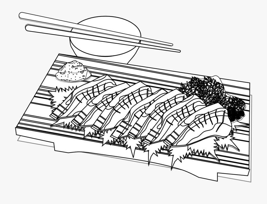 Food Clipart Black And White - Sashimi Black And White, Transparent Clipart