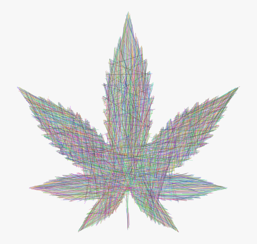Marijuana Leaf Lines Prismatic - Transparent Weed Clip Art, Transparent Clipart