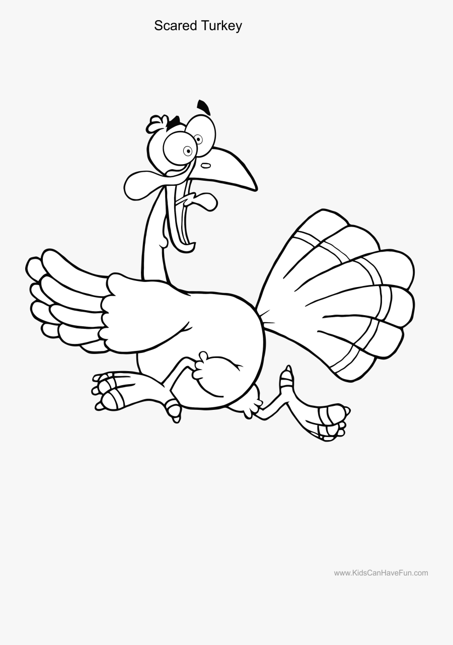 Scared Turkey Clipart - Black And White Turkey Running, Transparent Clipart