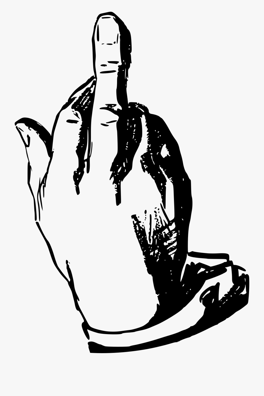 Line Art,drawing,stencil - White Middle Finger Png, Transparent Clipart
