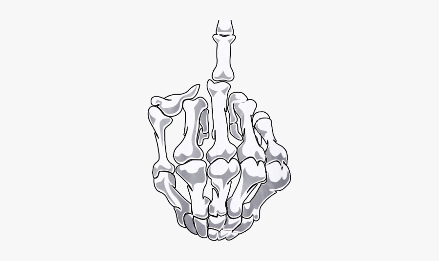 Aesthetic Clipart Middle Finger - Skeleton Middle Finger Tattoo, Transparent Clipart