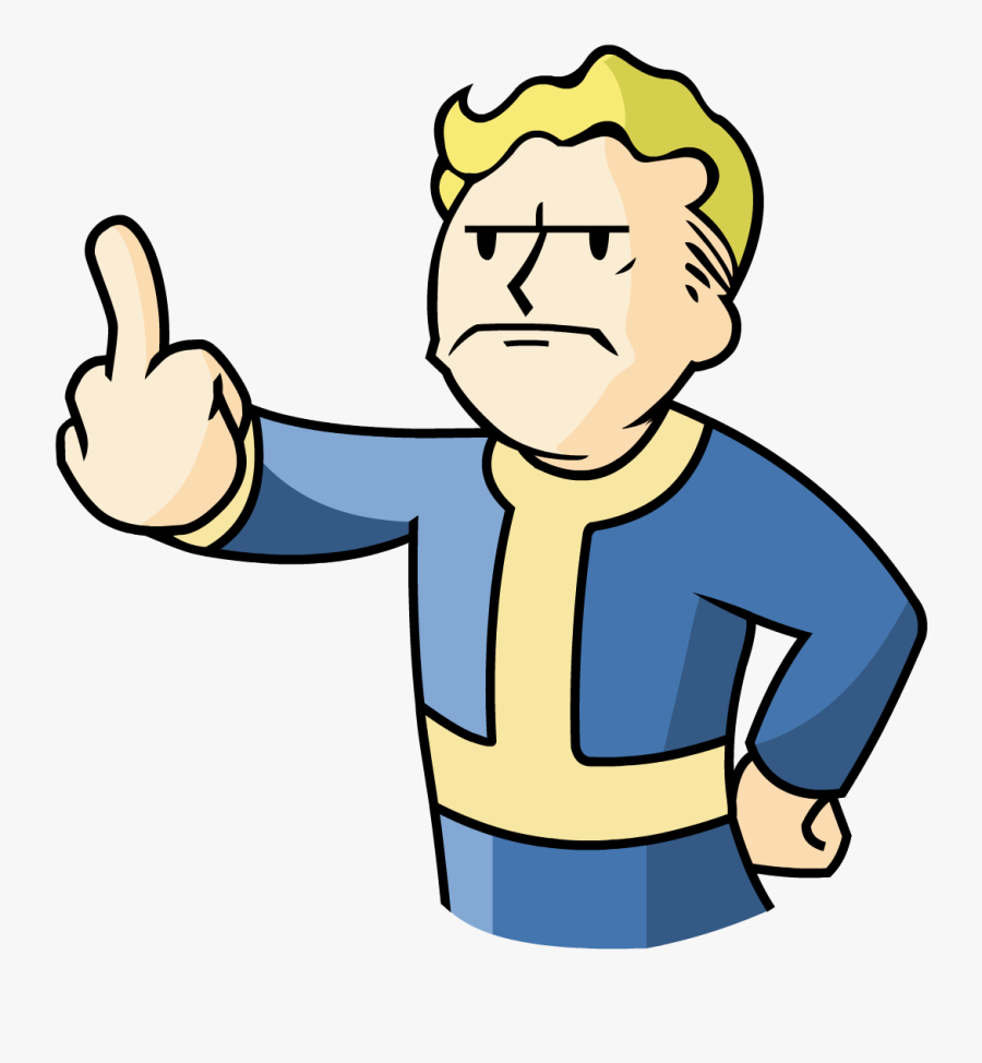 Clip Art Middle Finger Cartoon - Fallout 4 Vault Boy , Free Transparent