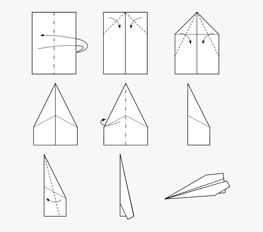 Clip Art Instructions For A Traditional - Make A Paper Aeroplane, Transparent Clipart
