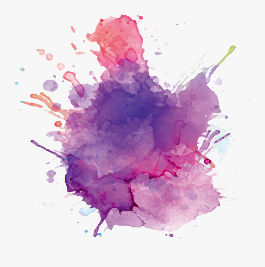 Watercolor Clipart Paint Splashes - Purple Pink Watercolor Splash Png, Transparent Clipart