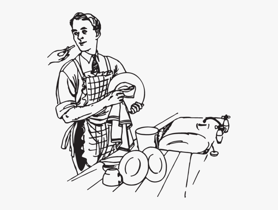 603 Man Wash Dishes - Man Washing Dishes Cartoon, Transparent Clipart