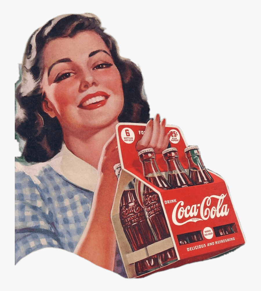 Vintage Coca Cola Advertising Feat Woman Clip Arts - Coca Cola 1940s Advertising, Transparent Clipart