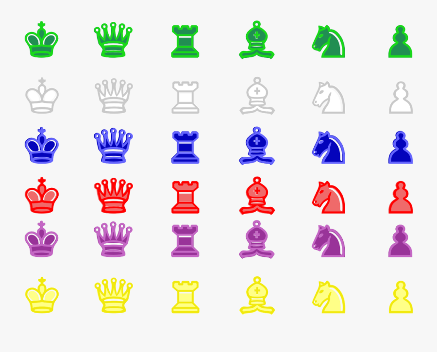 Chess Pieces Coloured - 2d Chess Pieces Png, Transparent Clipart
