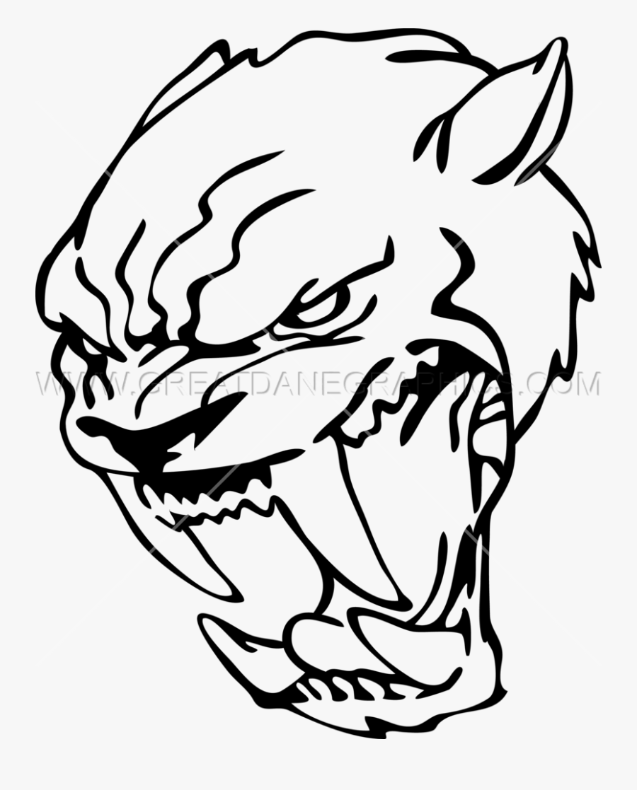 Saber Tooth Cat Face Logo, Transparent Clipart