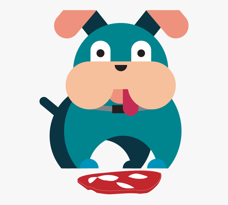 Dog Eating Raw Meat Cartoon, Transparent Clipart