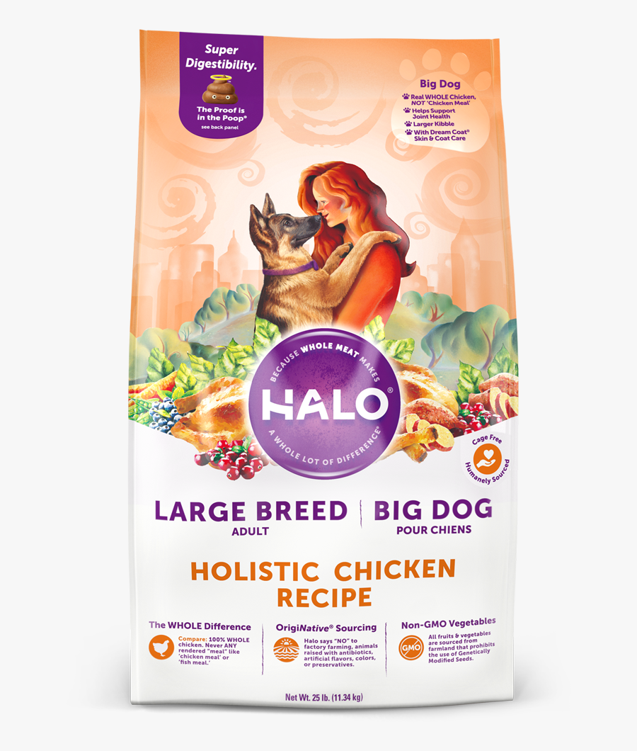 Large Breed Dog Food - Halo Holistic Chicken And Chicken Liver Recipe, Transparent Clipart
