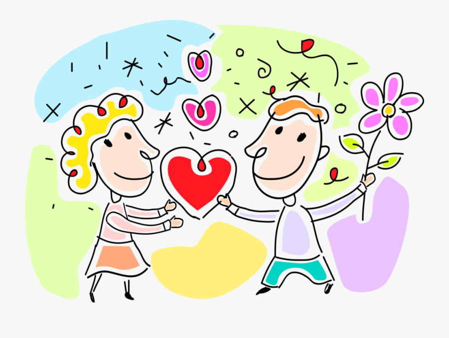 Vector Illustration Of Lovers Exchange Passionate Love - Cartoon, Transparent Clipart