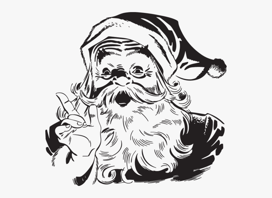 Santa Claus Black And White, Transparent Clipart