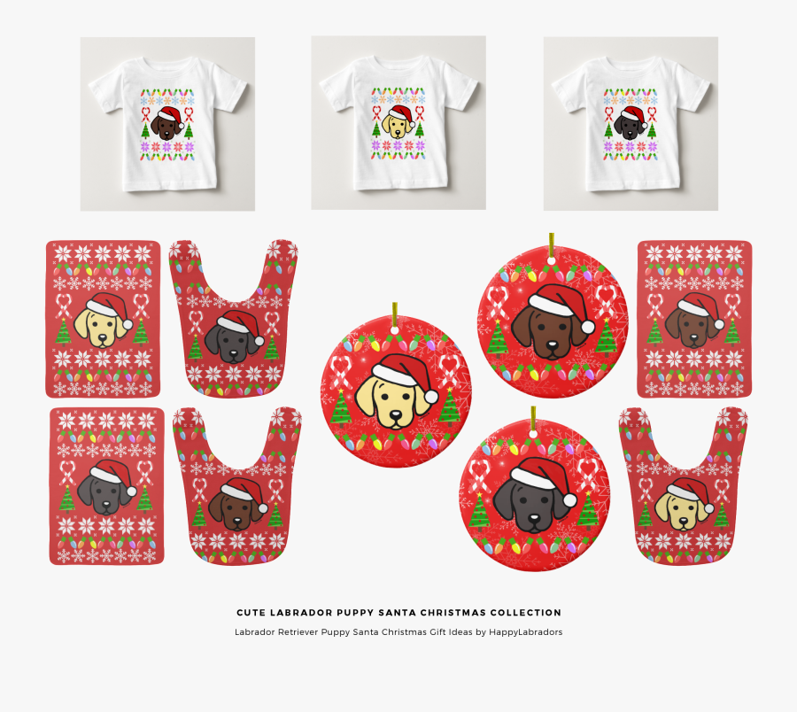 Super Cute Labrador Puppy Santa Christmas Collection, Transparent Clipart