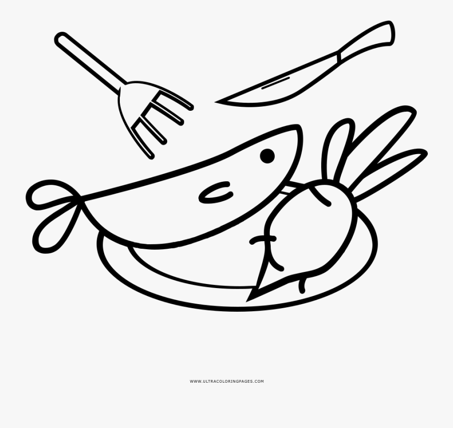 Lunch Coloring Page - Line Art, Transparent Clipart