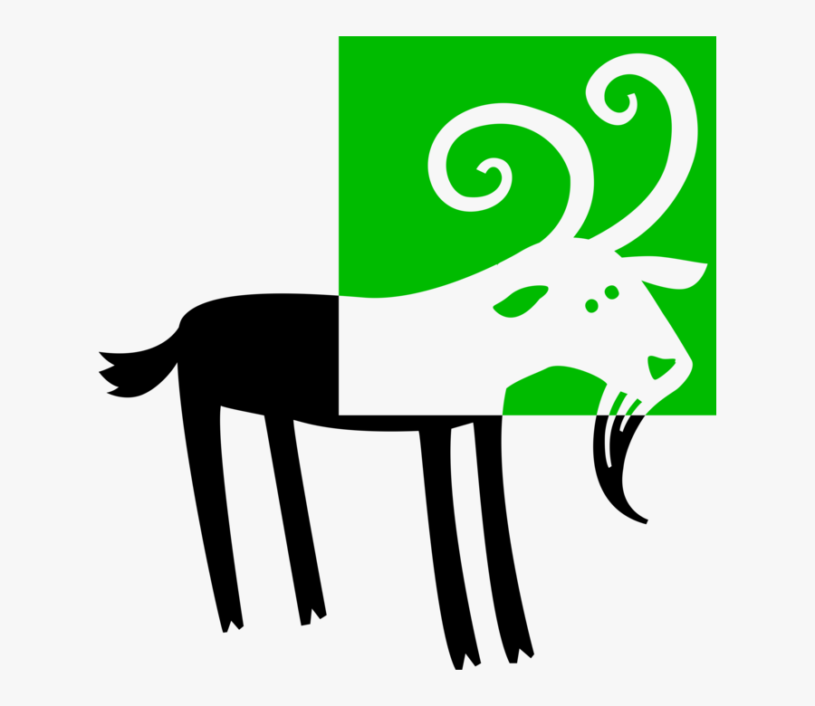 Vector Illustration Of Domestic Billy Goat - Illustration, Transparent Clipart