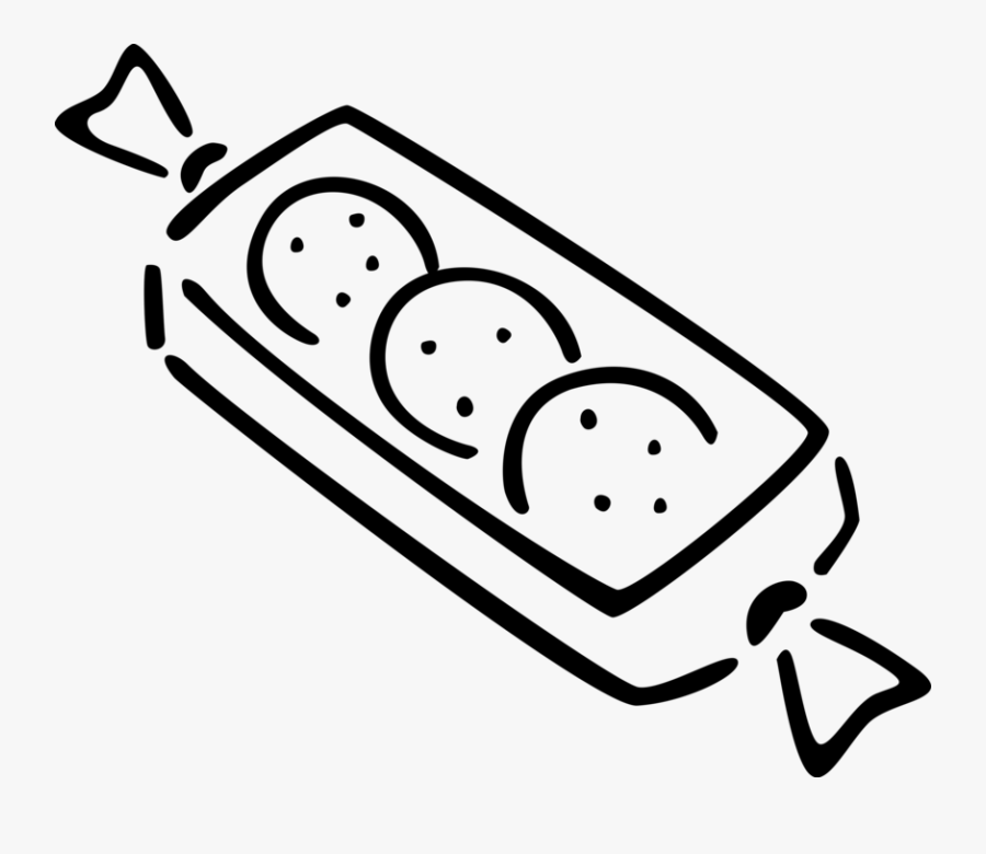 Vector Illustration Of Package Of Baked Snack Or Dessert - Line Art, Transparent Clipart