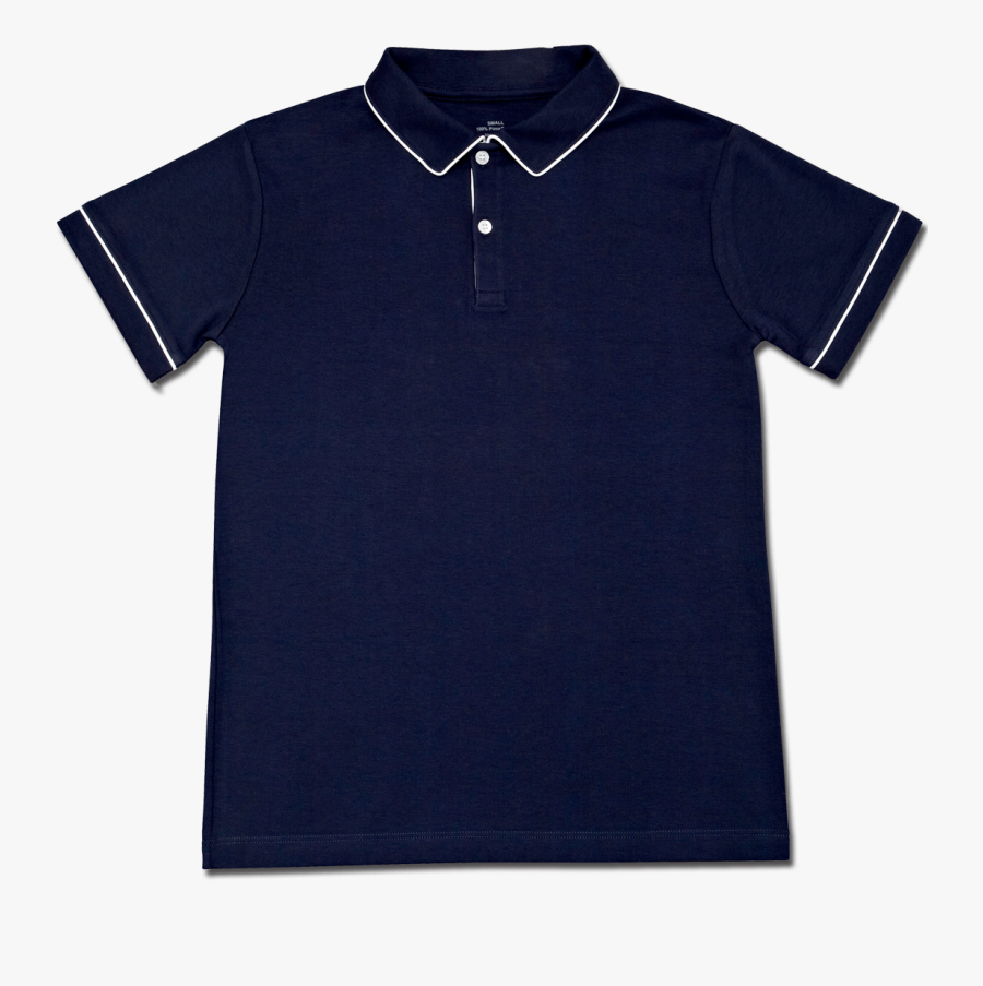 Navy Polo With White Piping, Transparent Clipart